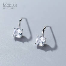 Modian-pendientes cuadrados de circonita para mujer, aretes elegantes de Plata de Ley 925, joyería de compromiso para boda, el mejor regalo 2024 - compra barato