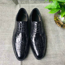 Genuine Crocodile Skin Men Dress Shoes Business Formal Male Office Shoes Authentic Alligator Leather Brock Elegant Wedding Shoes 2024 - buy cheap