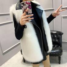 Faux Sliver Fox Fur Vest Women Winter Fashion Medium Long Artifical Fox Fur Vests Woman Warm Fake Fox Fur Coats Female Ladies 2024 - buy cheap