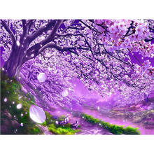 5D Rhinestones Diamond Embroidery Sakura Trees 5d Diy Diamond Painting Landscape Cross Stitch Crafts Square Mosaic home decor 2024 - buy cheap