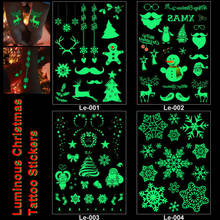 15 Styles 1 Sheet Christmas Luminous Temporary Waterproof Tattoo Sticker Body Art Fluorescent Party Cosplay DIY  Decoration 2024 - buy cheap