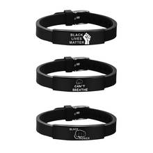 Fashion Black Lives Matter Adjustable I CAN'T BREATHE Silicone Wrist Band Bracelet Cuff Wristband Rubber Bracelet Unisex Jewelry 2024 - buy cheap