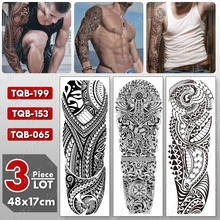 3 шт./лот большая рука рукав татуировки маори Тотем водонепроницаемый временная татуировка стикер боди-арт Полный Поддельные татуировки для женщин и мужчин 2024 - купить недорого