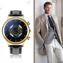 Reloj deportivo analógico de lujo para hombre, pulsera de cuarzo de cuero, resistente al agua, para negocios 2024 - compra barato