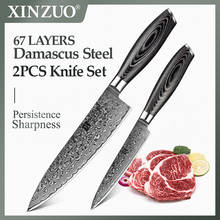 XINZUO-Juego de Cuchillos de Cocina de acero inoxidable de 67 capas, utensilio de Chef de alto carbono VG10, Damasco japonés, mango de Pakkawood, 2 uds. 2024 - compra barato