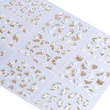 30 шт. наборы наклеек для дизайна ногтей NTL-12 Золотые и белые цветы наклейки для полировки драгоценных камней 3D наклейки для ногтей Наклейка-слайд 2024 - купить недорого