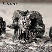 Байкерское кольцо Liumo Lr1124, винтажное персональное властное козу крест сатана, байкерское кольцо из сплава 2024 - купить недорого
