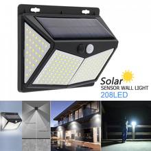 208led solar powered luz ao ar livre lâmpada solar pir sensor de movimento movido a energia solar luz de rua para a decoração do jardim
