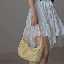 Bolsa feminina francesa pu baguette ruched sólida feminina coreana bolsa de ombro bolsa de designer de alta capacidade 2024 - compre barato