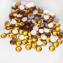 Diamante amarillo de imitación dorado y SS4-SS34 para Nail Art, parte posterior plana, sin pegamento Hotfix, Boutique de diamantes de imitación 2024 - compra barato