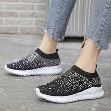 Casual Ladies Slip On Breathable Casual Shoes Women's Ladies Ankle Shoes Flat Loafers Crystal Fashion Bling Sneakers 2024 - buy cheap