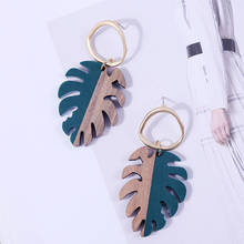 Bohemian Leaf Wooden Resin Drop Earrings For Women 2019 Fashion Boho Simple Geometric Gold Metal Circle Dangle Earring Jewelry 2024 - buy cheap