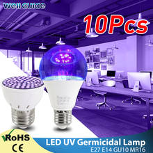 Bombilla LED germicida UV, lámpara esterilizadora led ultravioleta, GU10, E27, MR16, E14, 2835 SMD, 220V, 240V, 10 piezas 2024 - compra barato