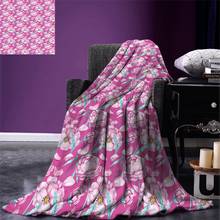 Magenta jogar cobertor peônia flores flor em cores vibrantes aquarela japonês feminino buquê arte cobertor quente para cama 2024 - compre barato