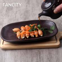 FANCITY Creative Japanese style ancient kiln turned ceramic dinner plate, sushi plate, special-shaped plate, ceramic tableware, 2024 - buy cheap