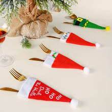 Christmas Decoration For Home Little Hat Tableware Knife And Fork Bag Wine Bottle Cover Cutlery Set Holiday Supplies 2024 - buy cheap