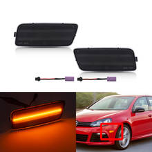 2x fumado lente frente âmbar pára-choques led fender lado marcador luzes para vw gti 2.0t 2010-2014 2024 - compre barato