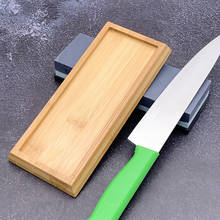 Base de bambú para afilar, piedra de afilar antideslizante, herramienta auxiliar, cuchillo, barra de cocina 2024 - compra barato