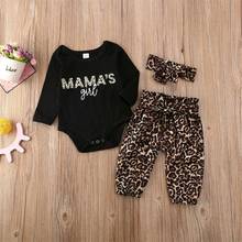Emmababy Fashion Newborn Baby Girl Clothes Long Sleeve Romper Bodysuit Long Pants Headband Leopard Outfit 3PCS/Set 0-18M 2024 - buy cheap