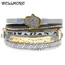 WELLMORE handmade bohemia leather bracelet for women charm metal women bracelet bangle fashion female jewelry 2024 - buy cheap