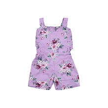 2021 Baby Summer Clothing Baby Girls Children Romper Toddler's Ruffled Hem Sleeveless Floral Wide Strap Jumpsuit for Kids 6M-3T 2024 - buy cheap