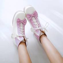 Sweet lolita shoes vintage round head plus cashmere keep warm women shoes cute bowknot kawaii snow boots loli college style 2024 - buy cheap