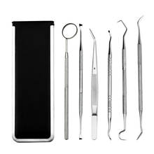 6pc/set Dental Mirror Stainless Steel Dental Dentist Prepared Tool Set Probe Tooth Care Kit Instrument Tweezer Hoe Sickle Scaler 2024 - buy cheap