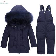 Children's Winter Warm Down Jacket Suit Hooded 2 Piece Set Girls Clothing Brand 1-3y Baby Boy Fashion White Duck Down Jacket Set 2024 - buy cheap