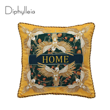 Diphylleia-funda de cojín con estampado de loro, cubierta de terciopelo amarillo de calidad impresionante, estilo sobre, con cremallera trasera, 45x45cm 2024 - compra barato