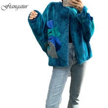 Ftangaiur-corona con Etiqueta Púrpura para mujer, pañuelo de terciopelo de piel de visón, mosaico de flores, pantalones cortos naturales de piel de visón Real, 2021 2024 - compra barato