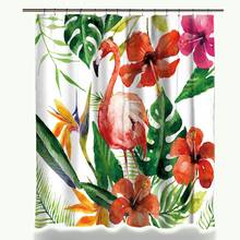 Cortina de ducha con patrón de flamenco Tropical, tejido de poliéster impermeable, accesorios de baño, decoración del hogar 2024 - compra barato