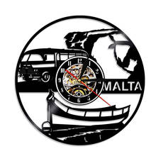 Malta Cityscape Wall Clock Creative Vinyl Record Hanging Wall Clock 3D Wall Watch Modern Design Wall Decor For Living Room 2024 - buy cheap