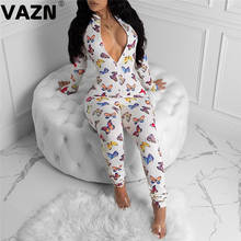 VAZN 2020 Hot List Fresh Clear Sexy Young Daily Regular Fashion Full Sleeve Women High Waist Joker Bodycon Long Pencil Jumpsuits 2024 - buy cheap