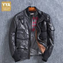 100% Real Leather Slim Men Motorcycle Jacket Winter Warm Down Jackets Zipper Stand Collar Sheepskin Short Coat Plus Size 5XL 2024 - buy cheap