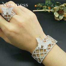 Newness luxo geométrica borboleta pulseira anel conjunto de jóias moda conjuntos para o casamento feminino noivado brincos para como mulheres 2024 - compre barato
