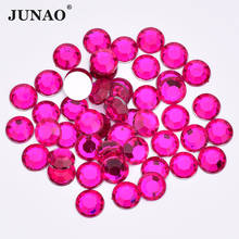 JUNAO 2 6 8 10 12mm Rose Color Flatback Crystal Rhinestones Round Acrylic Crystal Stone Applique Non Sewn Strass For Garment 2024 - buy cheap