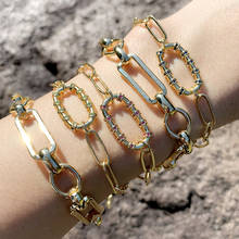 Pulseira punk ouro curb de flola, bracelete para mulheres, grosso geométrico oval, joias steampunk brtc63 2024 - compre barato