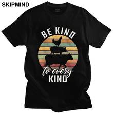 Sunset Vintage Nature Lovers Tees Men Crew Neck Short-Sleeve Be kind to every kind Animal Tshirt Vegan Vegetarian Summer T-shirt 2024 - buy cheap