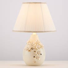 Chinese style carving white ceramic art Table Lamps Fashion white fabric E27 LED lamp for bedside&foyer&studio&tea room MF003 2024 - buy cheap