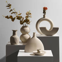 Florero de cerámica minimalista nórdico, adornos de flores secas, arreglo de arte creativo, sala de estar, TV, armario, decoración de escritorio 2024 - compra barato