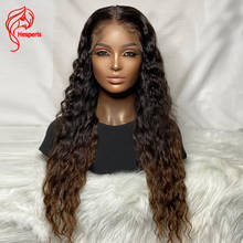 Hesperisr 13x4 frente do laço peruca de cabelo humano ombre cor parte profunda brasileiro remy onda água perucas cabelo humano preplucked descorado 2024 - compre barato