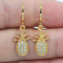 Fashion Jewelry Gold Color Clear CZ Zircon Stones Stylish Fruit Pineapple Drop Earrings for Women 2024 - buy cheap