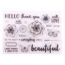 Flowers Butterfly Sweet Thanks Letters Clear Rubber Stamp DIY Cute Patterned Photo Album Paper Card Decor Asking for Photos 2024 - buy cheap