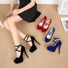 Sapato stiletto feminino salto alto 14cm, sapato plataforma para casamento sensual salto alto azul preto e vermelho 2024 - compre barato