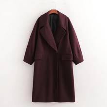 Xitimeao  2021 New Oversized Casual Wool Coat Solid Color Autumn Winter Women Outwear Long Sleeve Female Woolen Overcoat 2024 - buy cheap