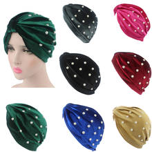 Chapéu de veludo feminino muçulmano da índia, touca de quimioterapia, cachecol para perda de cabelo, turbante, contas de cabeça, toucas, cachecol de cabeça, moda 2024 - compre barato