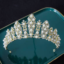 Tiaras de novia de perlas de cristal para mujer, accesorios para el cabello de boda, joyería de fiesta barroca, tocado de diamantes de imitación, diadema para desfile 2024 - compra barato
