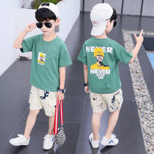 New Short Sleeve Boys T-shirt+ Shorts 2pcs/Set Spring Summer Children's Clothes Suit Baby Kids Teenage Gift Formal Boy Clothing 2024 - buy cheap