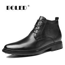 Мужские ботинки размера плюс; качественные Зимние ботильоны из натуральной кожи; Мужская обувь; теплая меховая плюшевая Зимняя Обувь На Шнуровке Для Мужчин 2024 - купить недорого