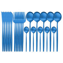 24pcs/48pcs Blue Cutlery Set 18/10 Stainless Steel Flatware Set Spoon Fork Knife Dinnerware Set Kitchen Tableware Silverware Set 2024 - buy cheap